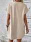 Women Pocketed Round Neck Short Sleeve Dress nicholesgifts