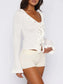 Women Ruffled Tie Front Flare Sleeve Shirt nicholesgifts