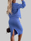 Women Full Size Slit Square Neck Dress and Outerwear Set Plus Size nicholesgifts