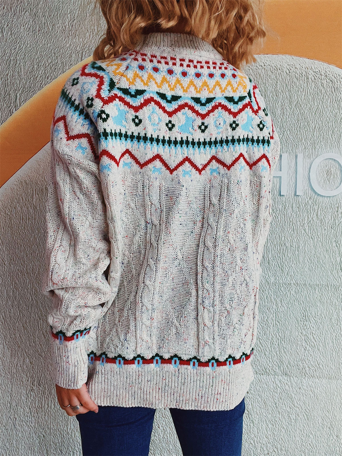 NicholesGifts Women Cable-Knit Mock Neck Long Sleeve Sweater NicholesGifts