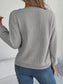 Cable-Knit Round Neck Long Sleeve Sweater nicholesgifts