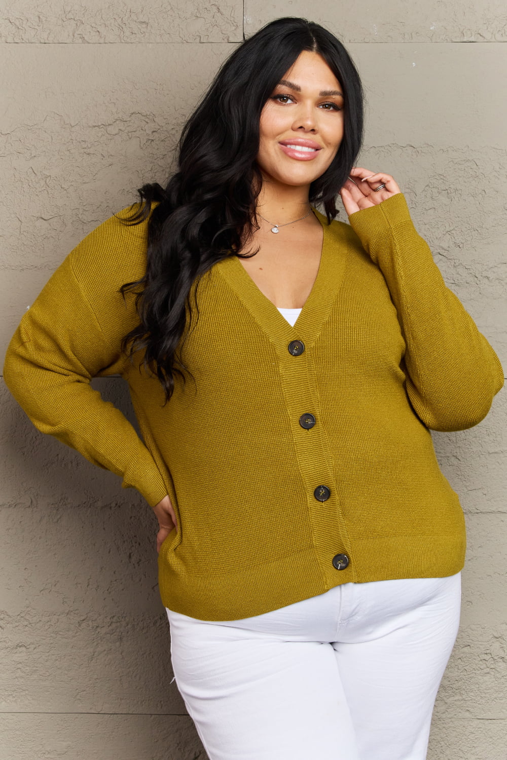 Zenana Kiss Me Tonight Full Size Button Down Cardigan in Chartreuse nicholesgifts