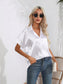 Button Down Collared Neck Short Sleeve Satin Shirt nicholesgifts
