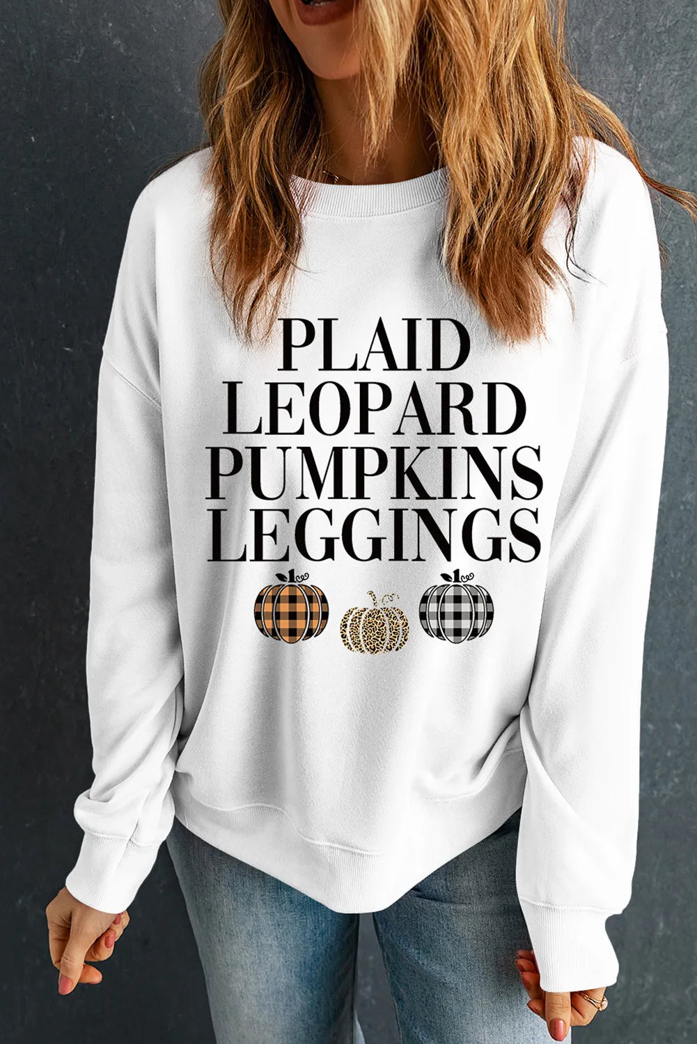 Letter Graphic Round Neck Long Sleeve Sweatshirt Trendsi