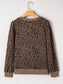 Ribbed Trim Leopard Print Long Sleeve Top nicholesgifts