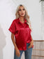 Button Down Collared Neck Short Sleeve Satin Shirt nicholesgifts