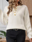 Button Detail Long Sleeve Sweater nicholesgifts