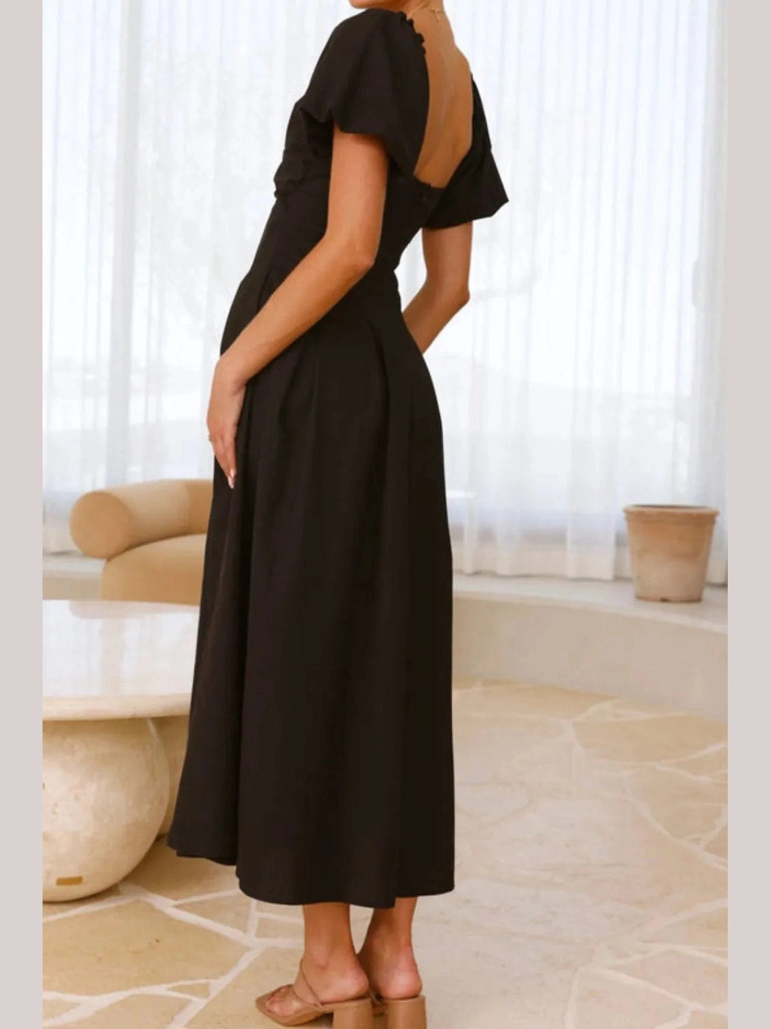 Sweetheart Neck Puff Sleeve Dress NicholesGifts