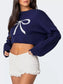 Bow Round Neck Cropped Sweater nicholesgifts