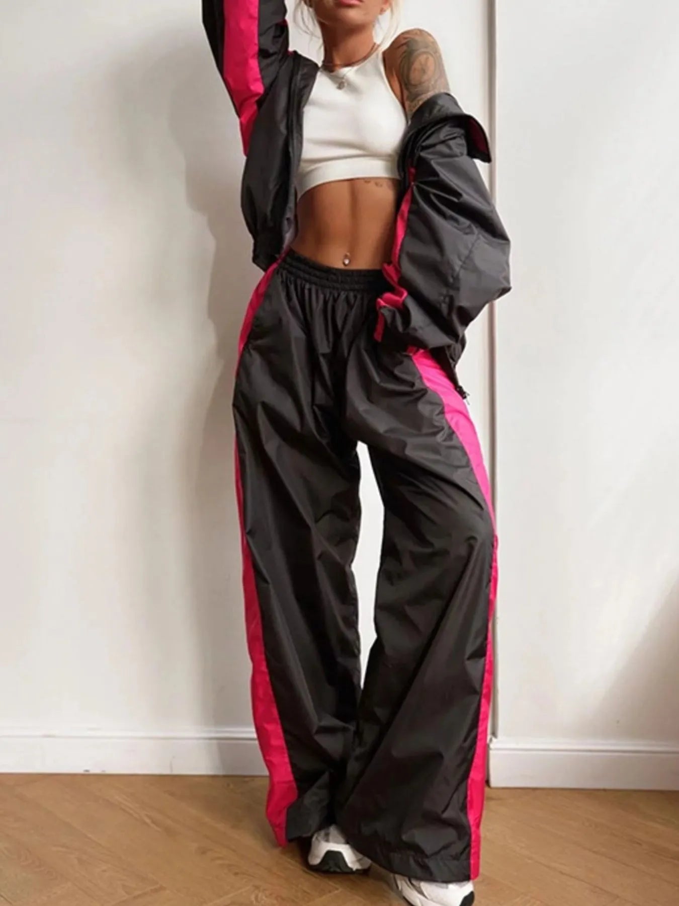 Zip Up Long Sleeve Top and Pants Set nicholesgifts