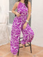 Leaf Print Sleeveless Jumpsuit nicholesgifts