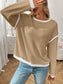 Ribbed Contrast Trim Long Sleeve Top nicholesgifts