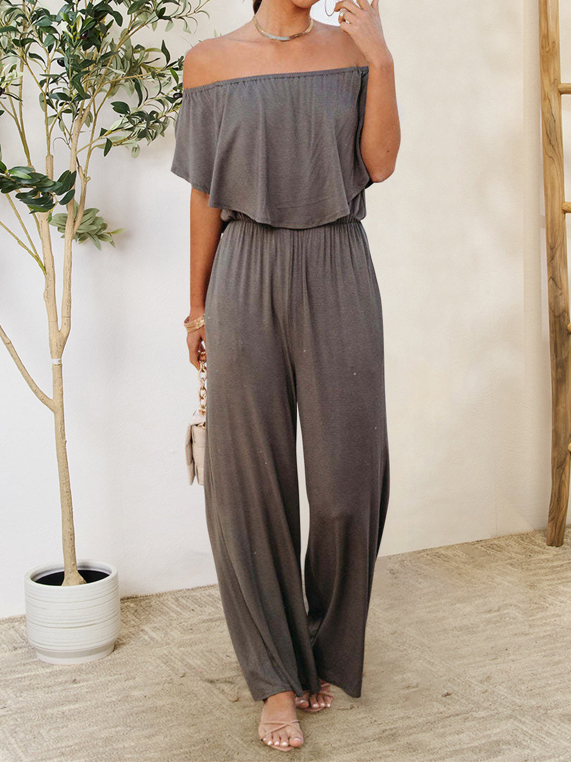 Ruffled Off-Shoulder Jumpsuit nicholesgifts