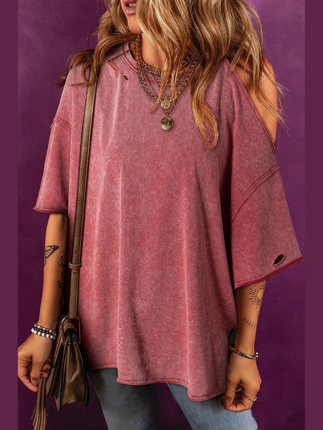 One Shoulder Half Sleeve Oversized Tunic T Shirt NicholesGifts