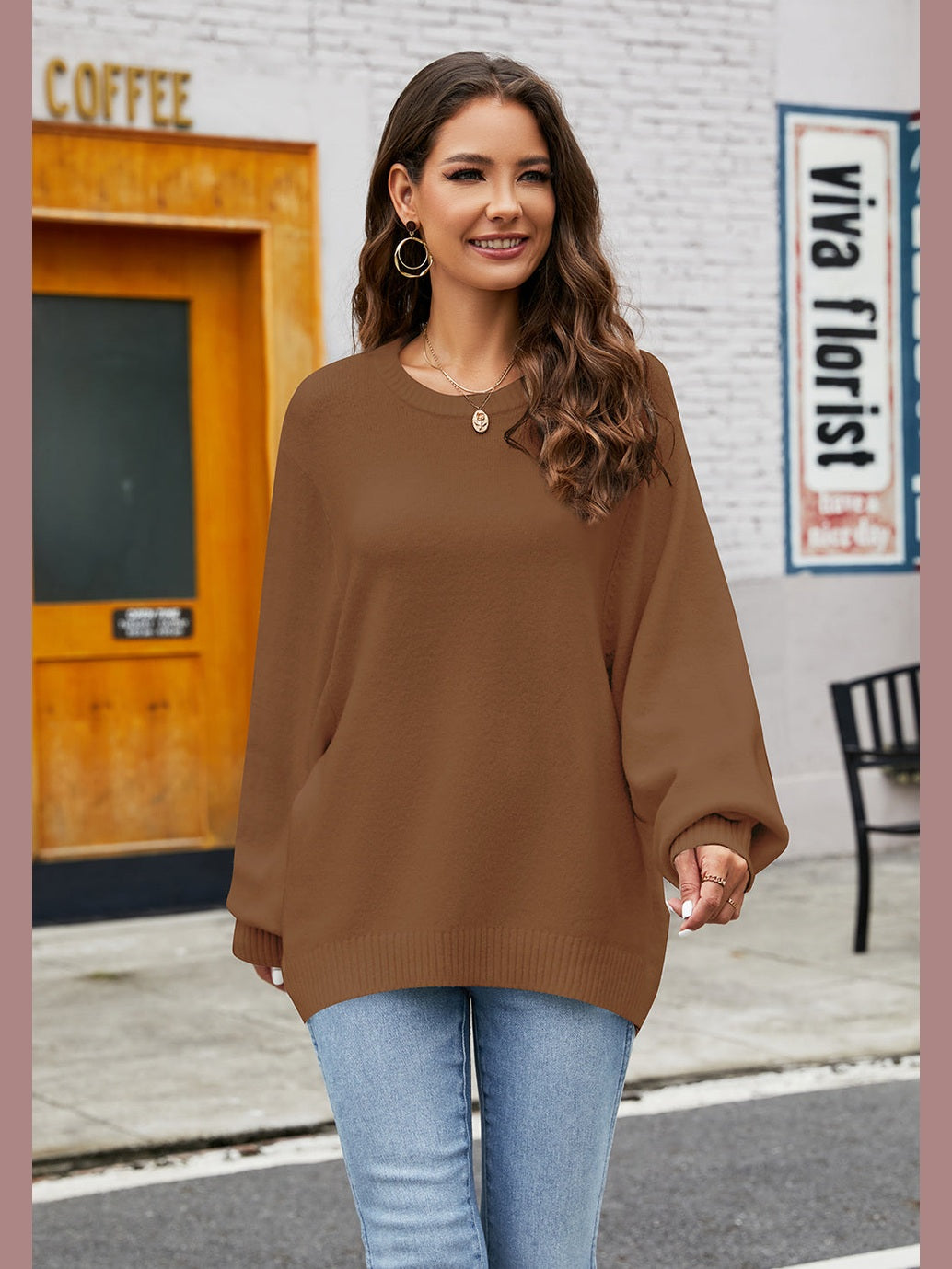 Round Neck Long Sleeve Sweater Trendsi