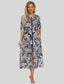Printed Slit Night Dress with Pockets nicholesgifts
