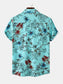 Men's Plus Size Floral Print Short Sleeve Button Down Casual Shirt nicholesgifts