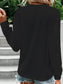 Eyelet Notched Long Sleeve T-Shirt nicholesgifts