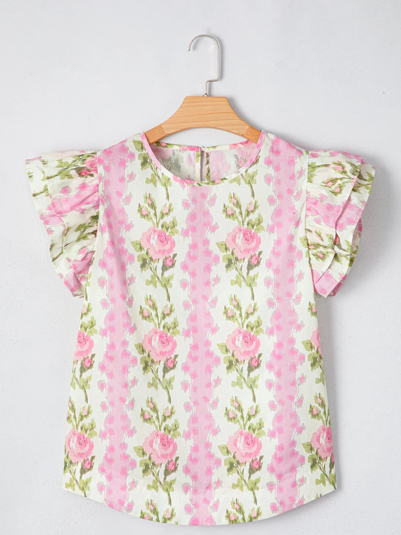 Floral Print Ruffled Sleeve Blouse NicholesGifts