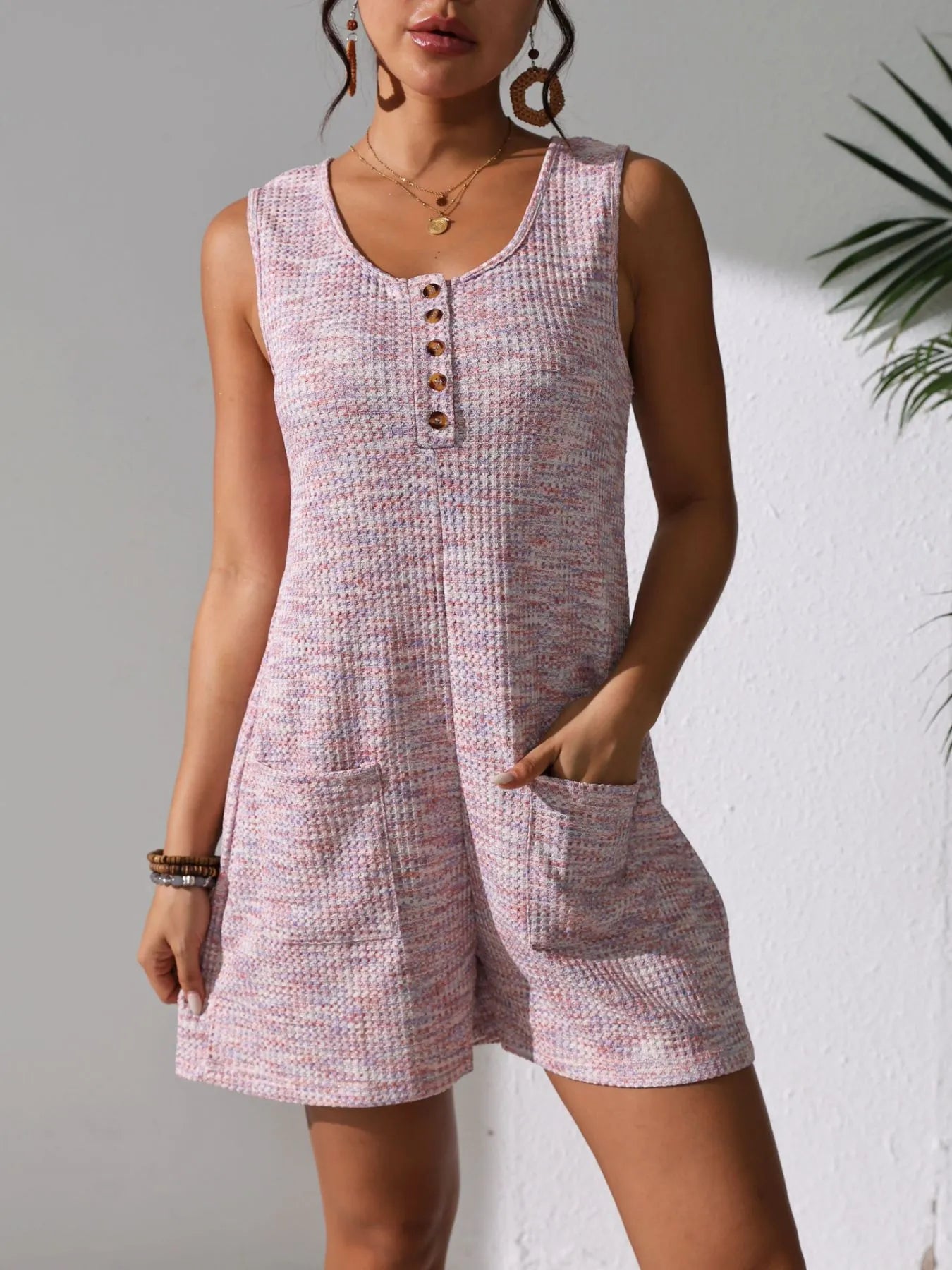 Full Size Button Front Romper with Pockets Plus Size nicholesgifts