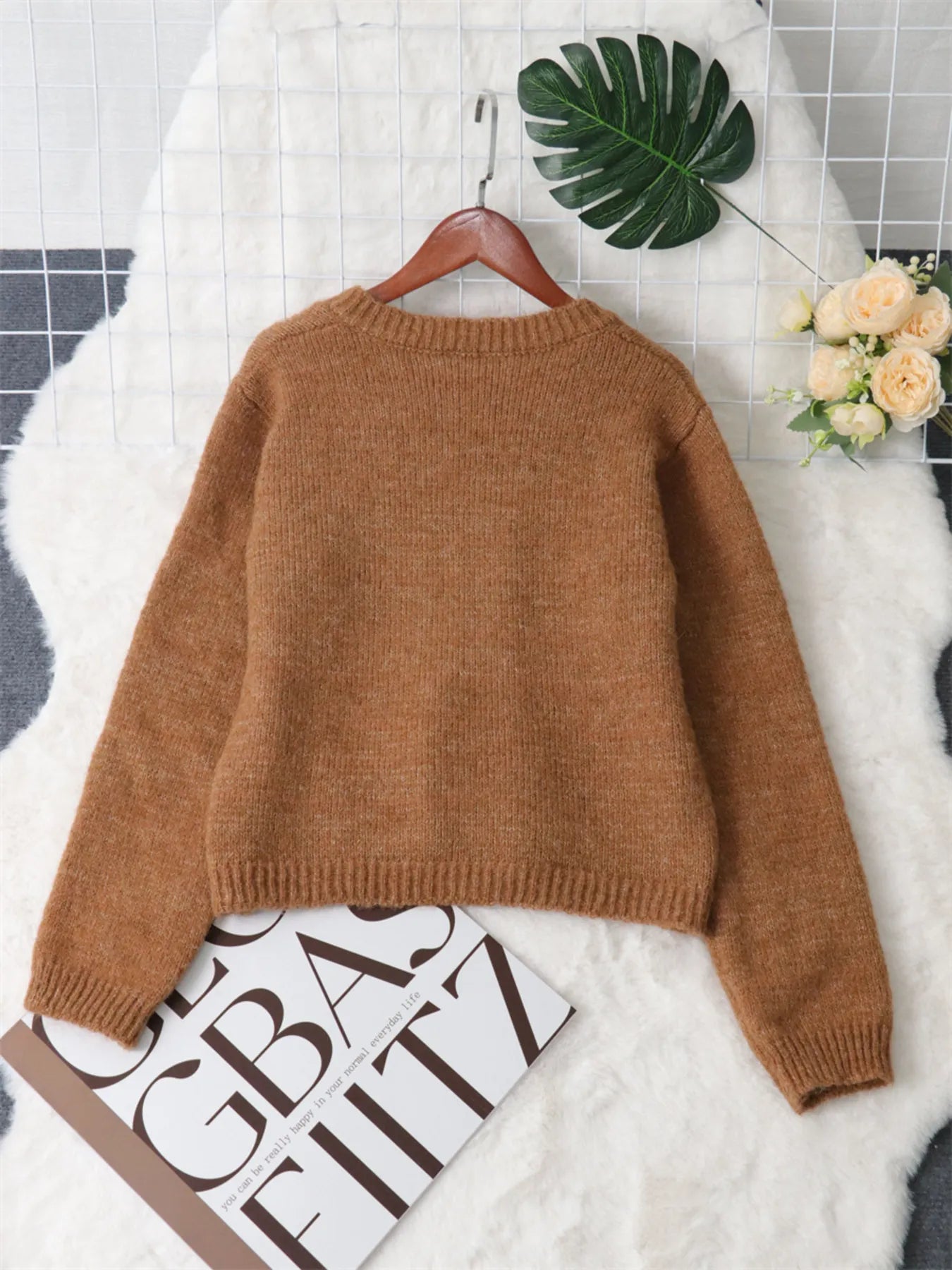 Button-Up Ribbed Hem Cardigan with Chest Pocket