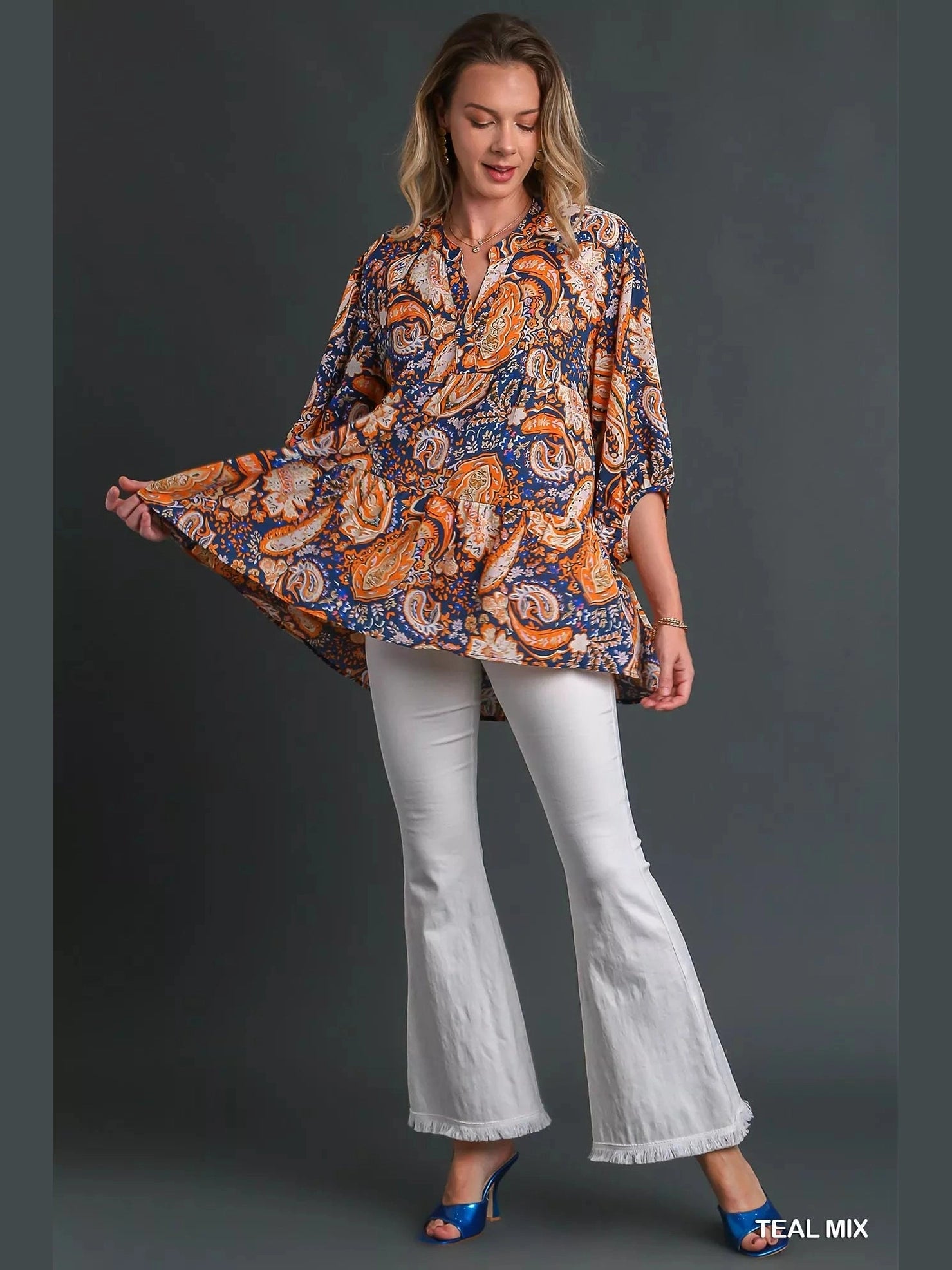 Umgee Mix Paisley Boho Tunic Blouse NicholesGifts