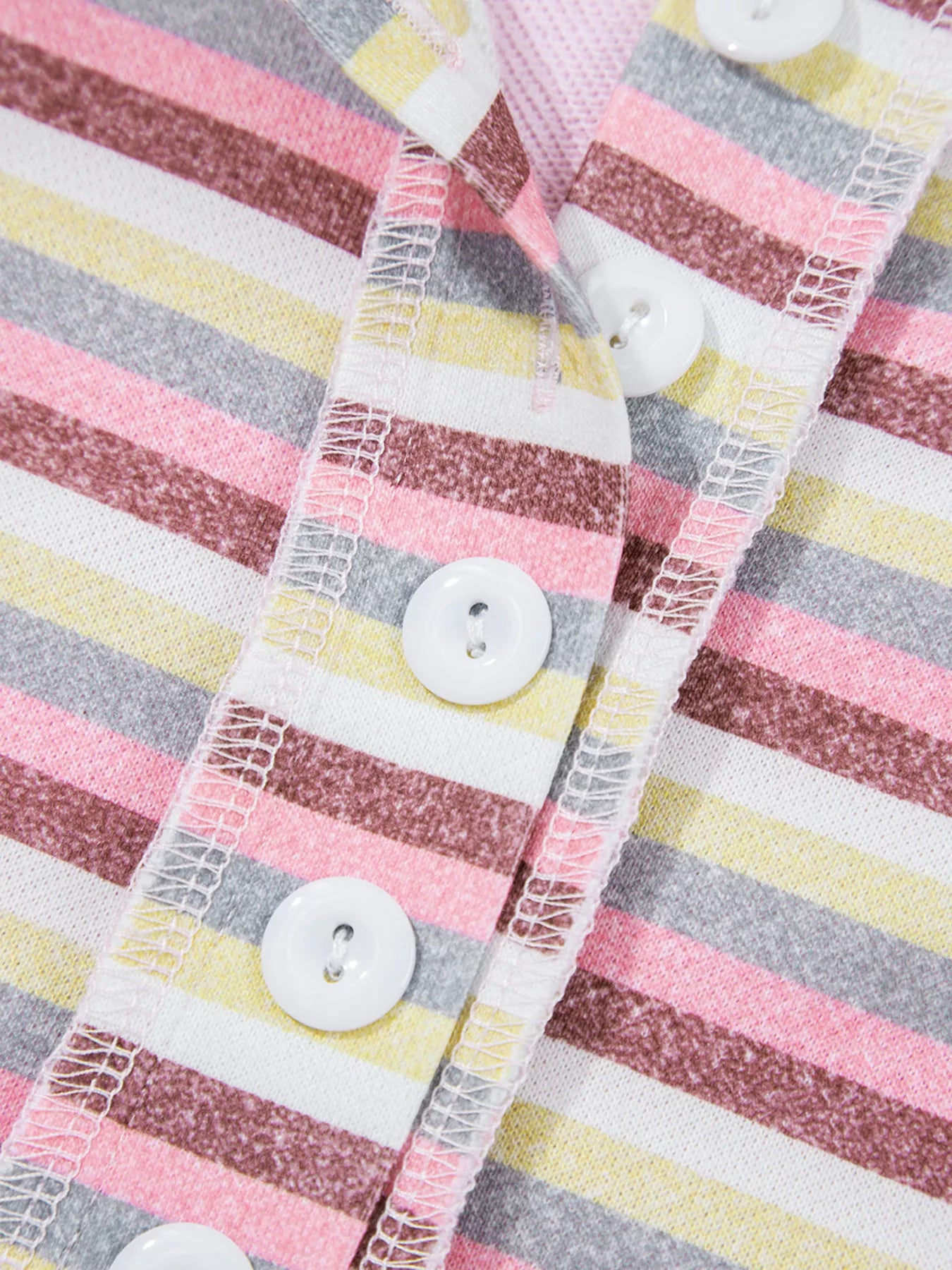 Exposed Seam Color Block Striped Patchwork Loose Henley Sweatshirt nicholesgifts