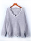 Notched Dropped Shoulder Long Sleeve Sweater nicholesgifts