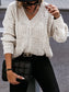 V-Neck Cable-Knit Long Sleeve Sweater nicholesgifts