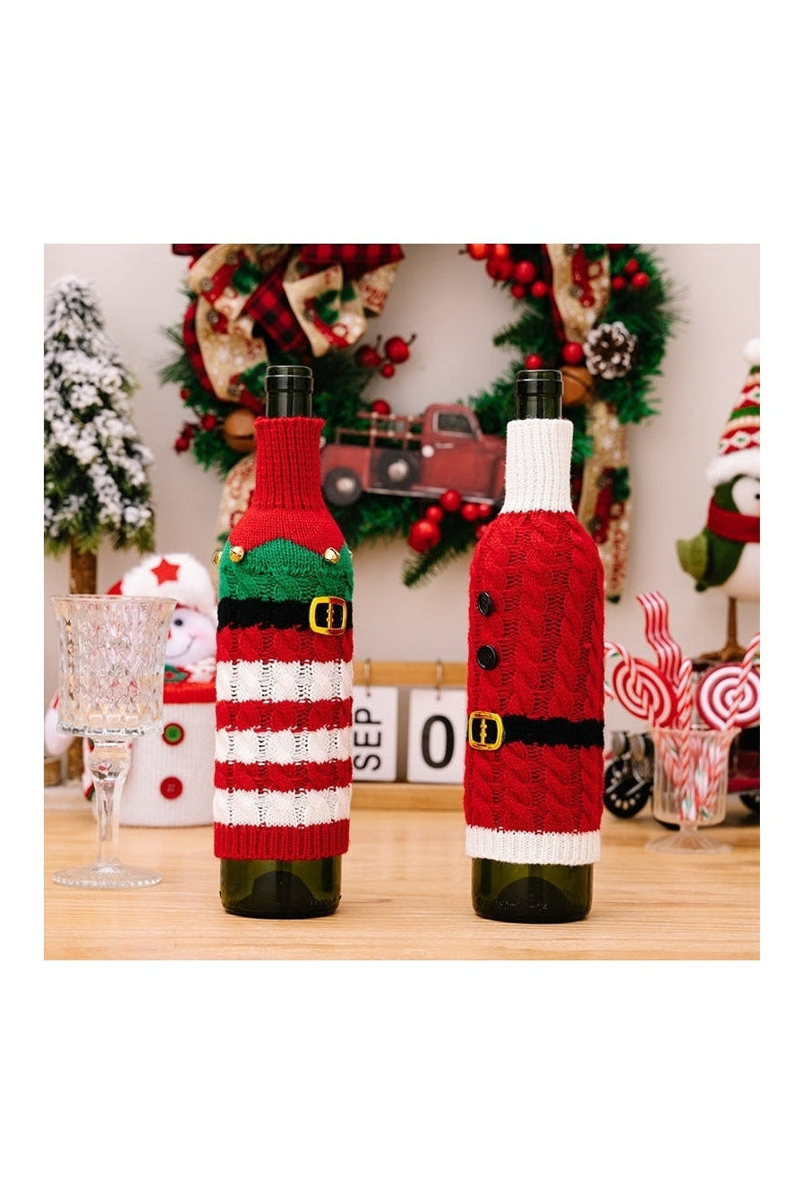 2-Piece Cable-Knit Wine Bottle Covers nicholesgifts