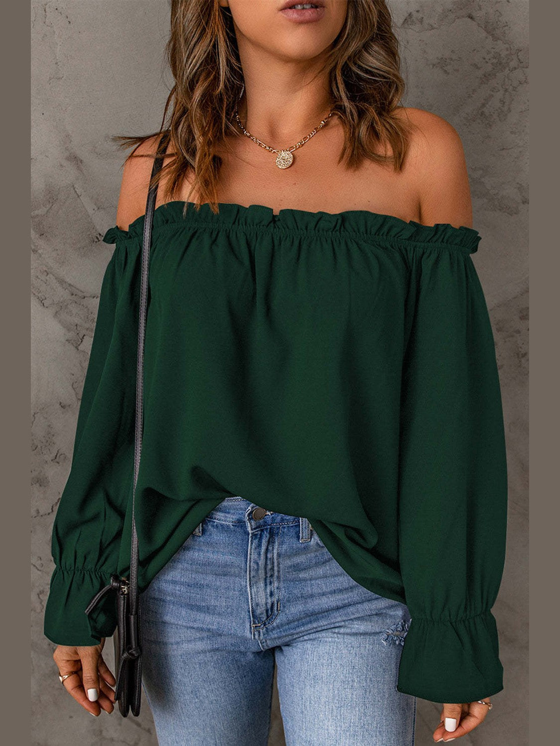 Off-Shoulder Flounce Sleeve Blouse NicholesGifts