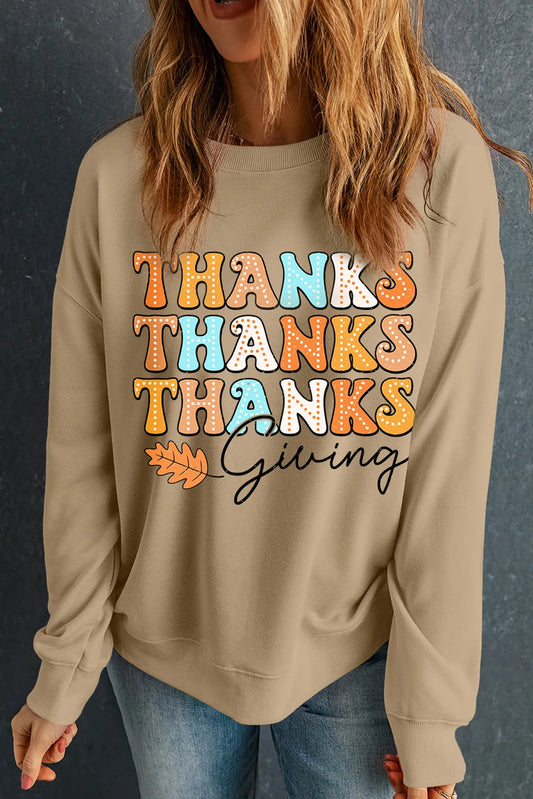 THANKSGIVING Round Neck Dropped Shoulder Sweatshirt NicholesGifts