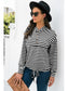NicholesGifts Women Striped Half-Button Dropped Shoulder Hoodie nicholesgifts