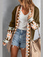 Women Geometric Open Front Long Sleeve Cardigan Sweater nicholesgifts