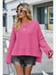 High-Low Slit Round Neck Long Sleeve Sweater nicholesgifts