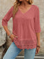 Lace Hem V-Neck Blouse nicholesgifts