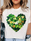 Women Clover Heart Round Neck Short Sleeve Valentine's Day T-Shirt nicholesgifts