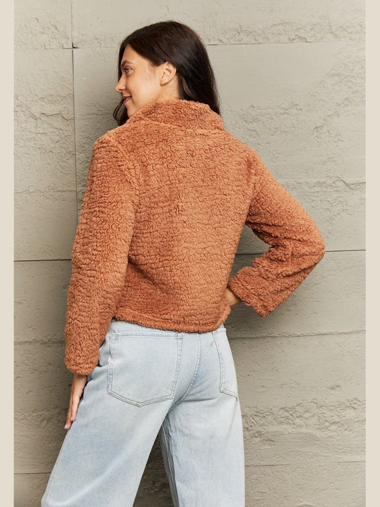 Zip-Up Collared Teddy Jacket nicholesgifts