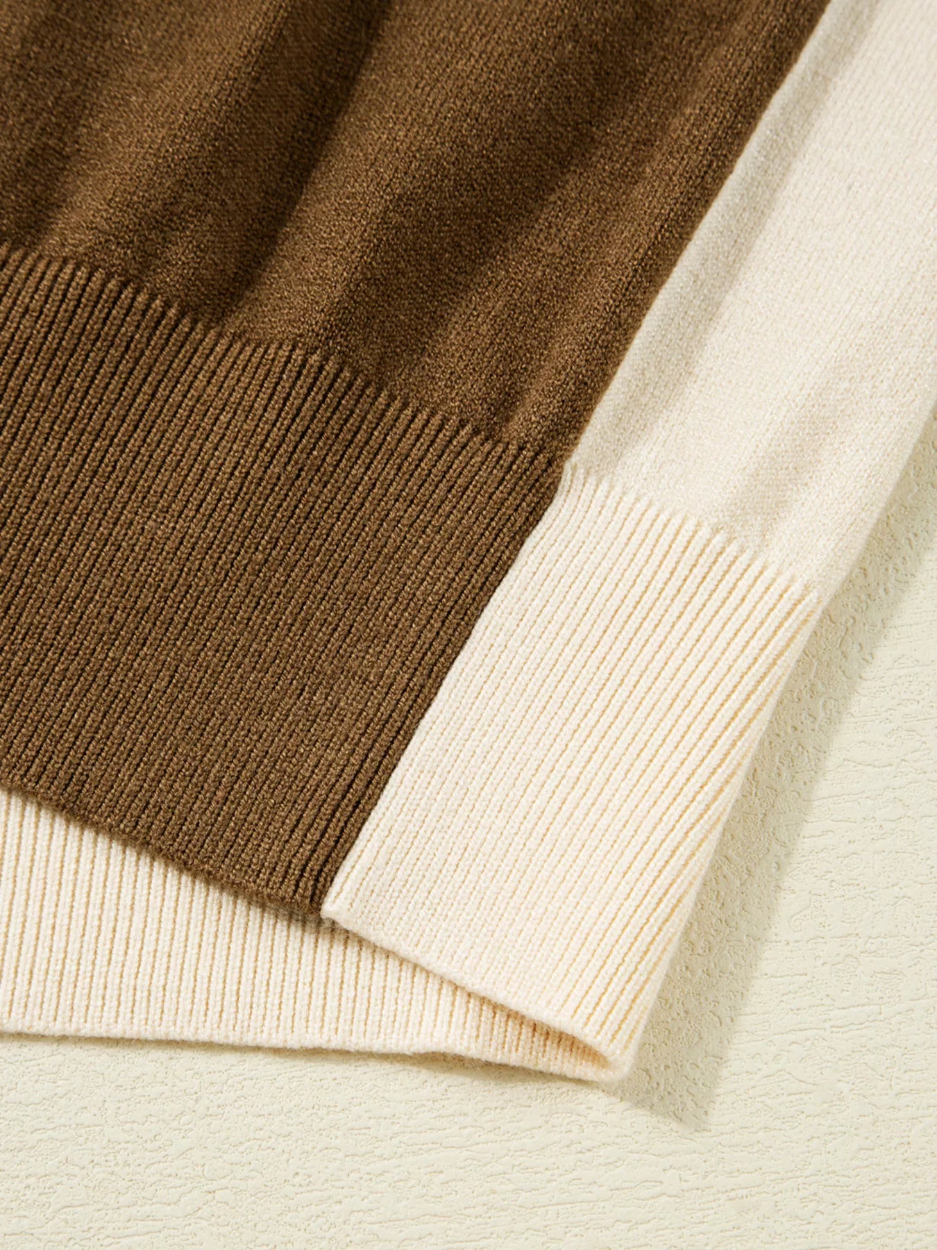 Color Block Mock Neck Long Sleeve Sweater Trendsi