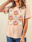 Women Halloween Bowknot Ghost Pumpkin Graphic T Shirt nicholesgifts