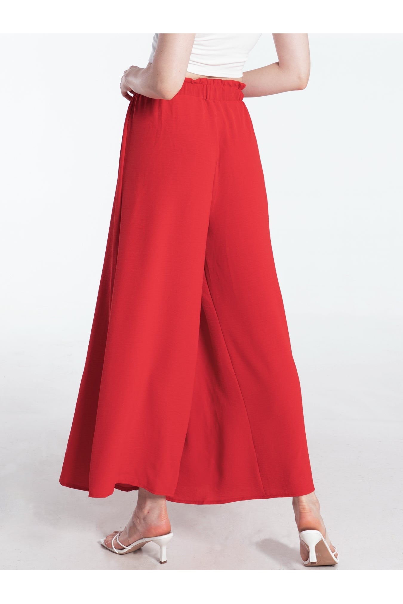 Women Tied Slit Wide Leg Pants nicholesgifts