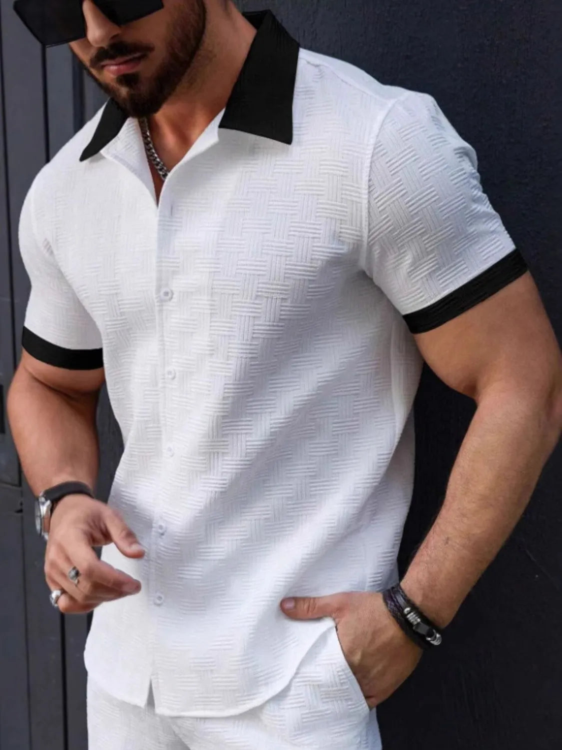 Men's Button Up Short Sleeve Shirt NicholesGifts