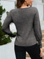 Ribbed Round Neck Lantern Sleeve Knit Top nicholesgifts
