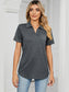 Women Johnny Collar Short Sleeve Blouse nicholesgifts