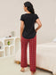 V-Neck Short Sleeve Top and Pants Lounge Set nicholesgifts