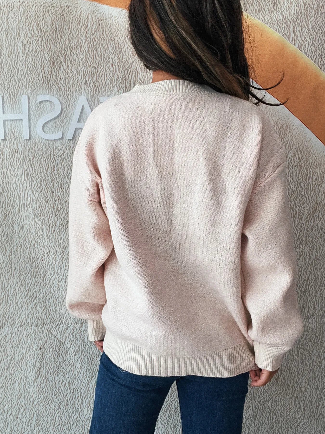 Bow Pattern Casual Long Sleeve Sweater