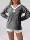 Striped Button Detail Long Sleeve Top nicholesgifts