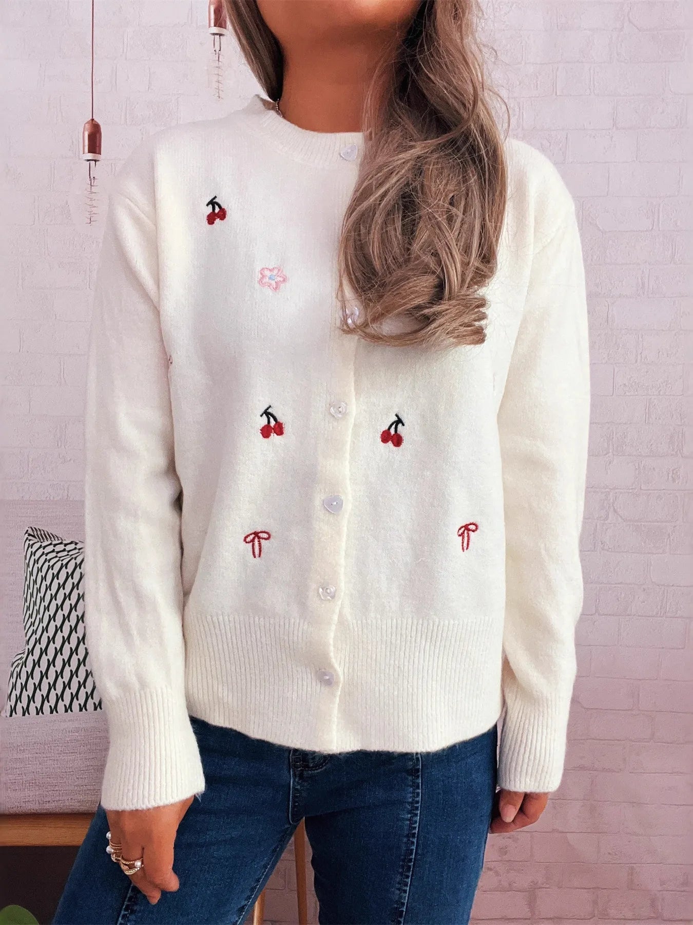 Ribbed Button-Front Knit Cardigan