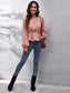 V-Neck Balloon Sleeve Peplum Blouse nicholesgifts