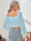 Mesh Sweetheart Neck Flounce Sleeve Top nicholesgifts